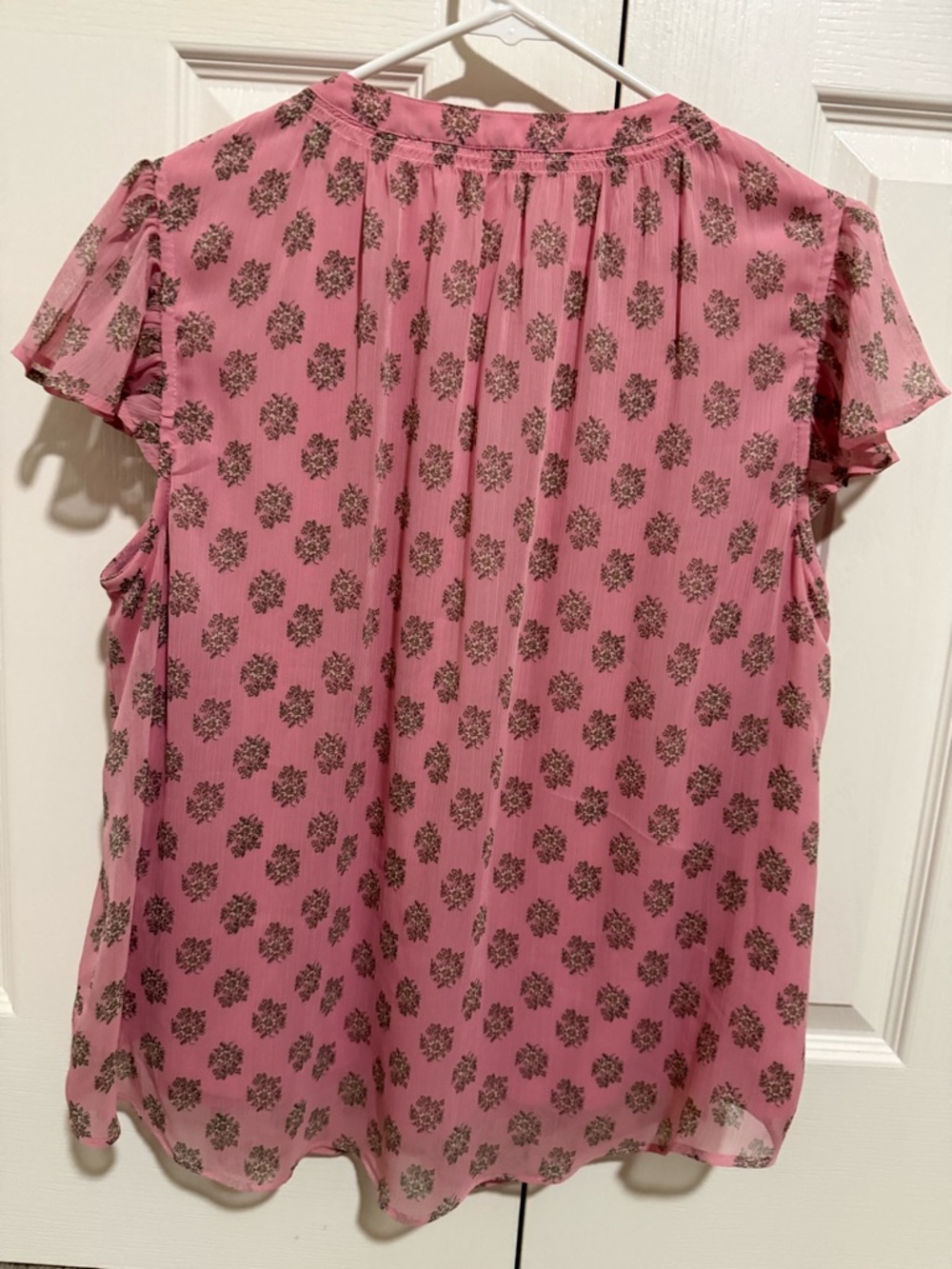 Lauren Conrad Women's Pink Floral Tie-Neck Blouse - Picture 4 of 5